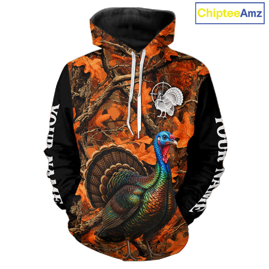 Turkey Hunting Camo Shirt Long Sleeve, Wild Turkey Autumn Camouflage Hunting Jersey NHT1438