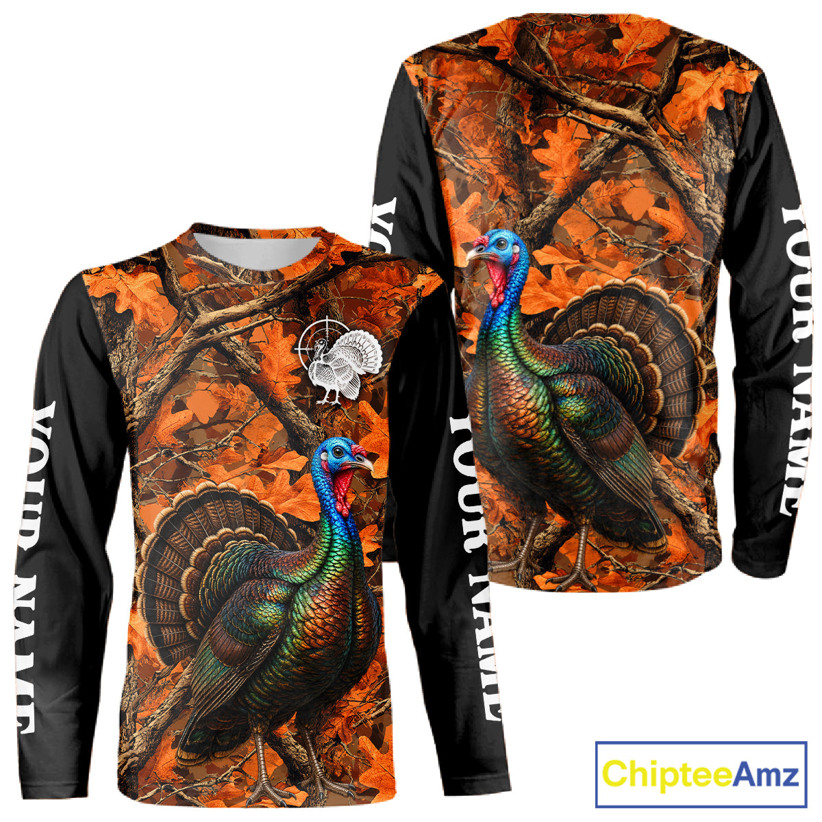 Turkey Hunting Camo Shirt Long Sleeve, Wild Turkey Autumn Camouflage Hunting Jersey NHT1438