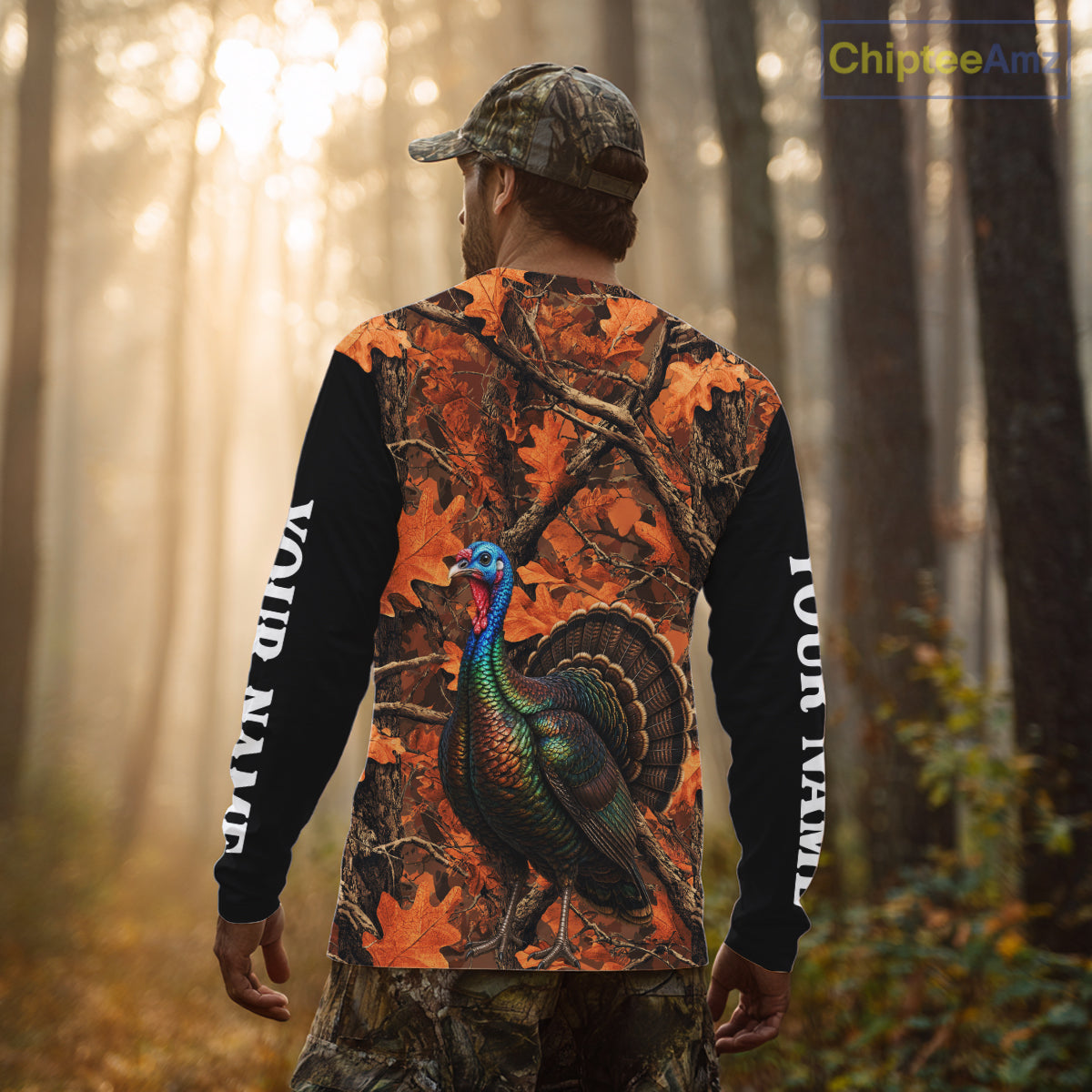 Turkey Hunting Camo Shirt Long Sleeve, Wild Turkey Autumn Camouflage Hunting Jersey NHT1438
