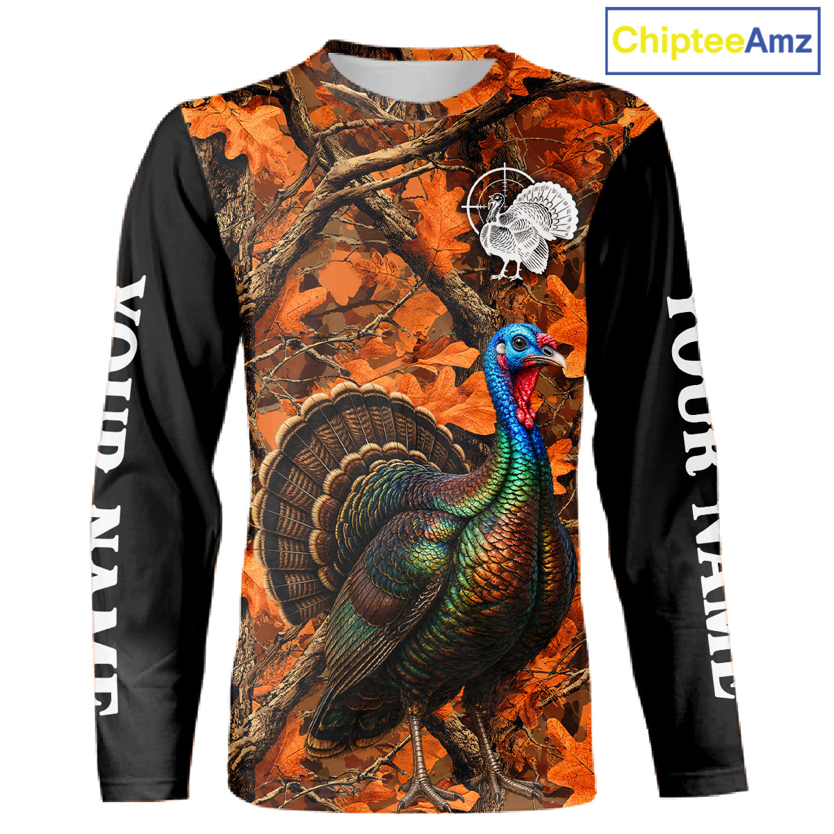 Turkey Hunting Camo Shirt Long Sleeve, Wild Turkey Autumn Camouflage Hunting Jersey NHT1438