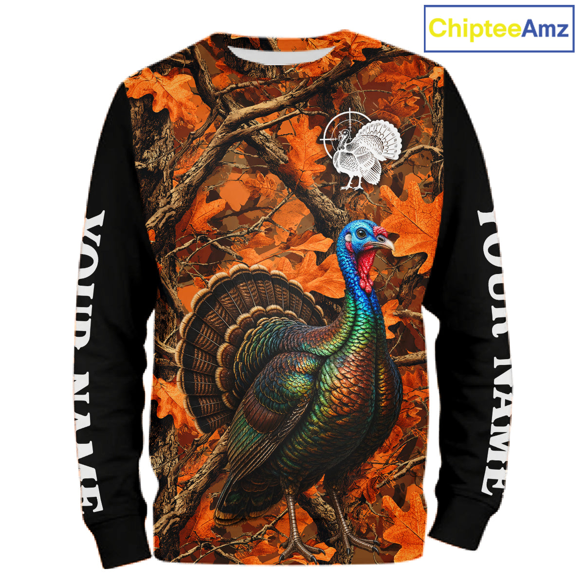 Turkey Hunting Camo Shirt Long Sleeve, Wild Turkey Autumn Camouflage Hunting Jersey NHT1438