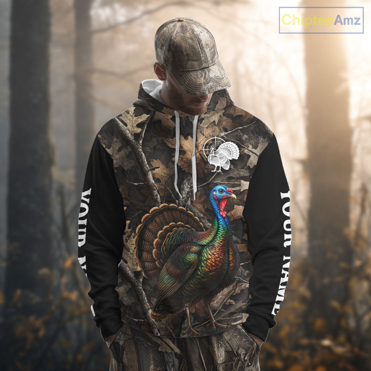 Turkey Hunting Camo Shirt Long Sleeve, Wild Turkey Brown Camouflage Hunting Jersey NHT1439