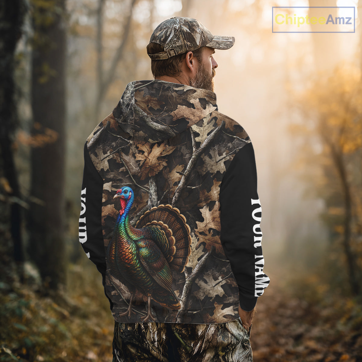 Turkey Hunting Camo Shirt Long Sleeve, Wild Turkey Brown Camouflage Hunting Jersey NHT1439