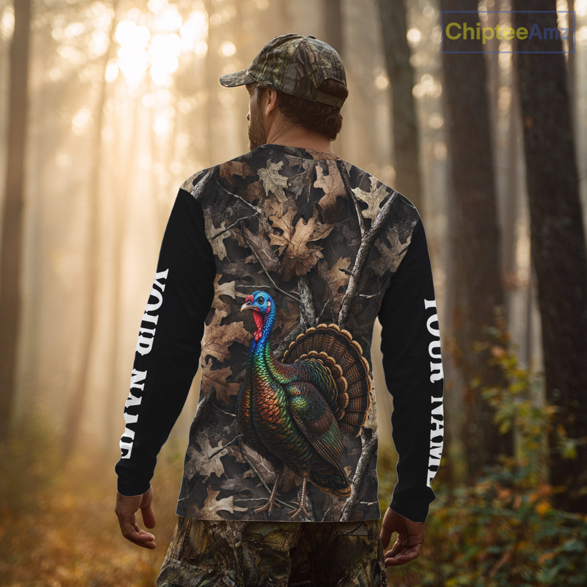Turkey Hunting Camo Shirt Long Sleeve, Wild Turkey Brown Camouflage Hunting Jersey NHT1439