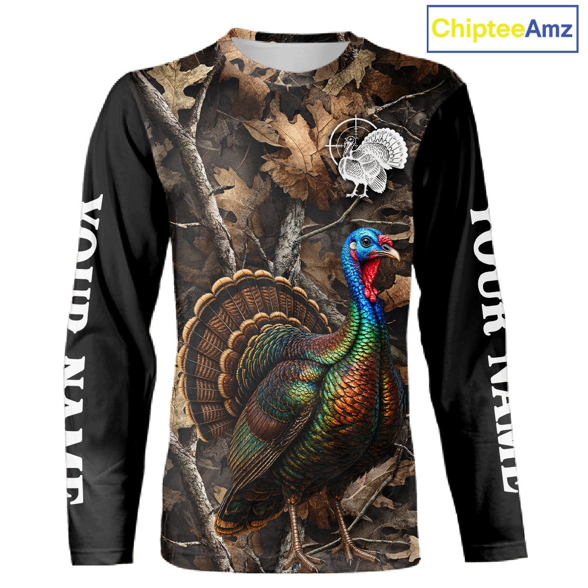 Turkey Hunting Camo Shirt Long Sleeve, Wild Turkey Brown Camouflage Hunting Jersey NHT1439