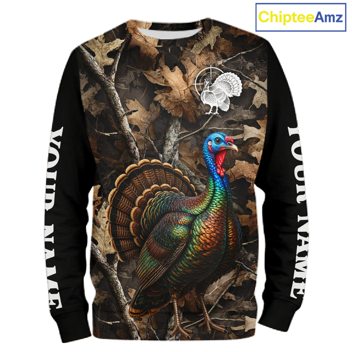 Turkey Hunting Camo Shirt Long Sleeve, Wild Turkey Brown Camouflage Hunting Jersey NHT1439