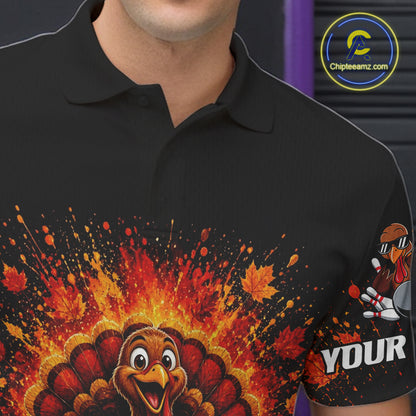 Men Turkey Bowling Shirt Thanksgiving Turkey Bowling Shirt For Bowlers Custom Team Name NHT1441