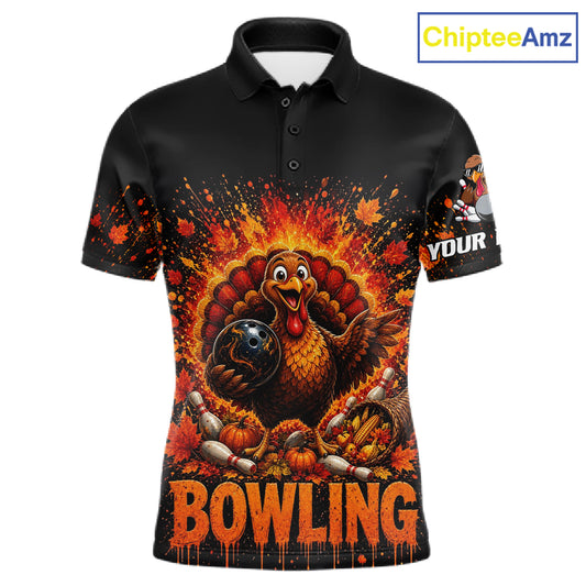 Men Turkey Bowling Shirt Thanksgiving Turkey Bowling Shirt For Bowlers Custom Team Name NHT1441