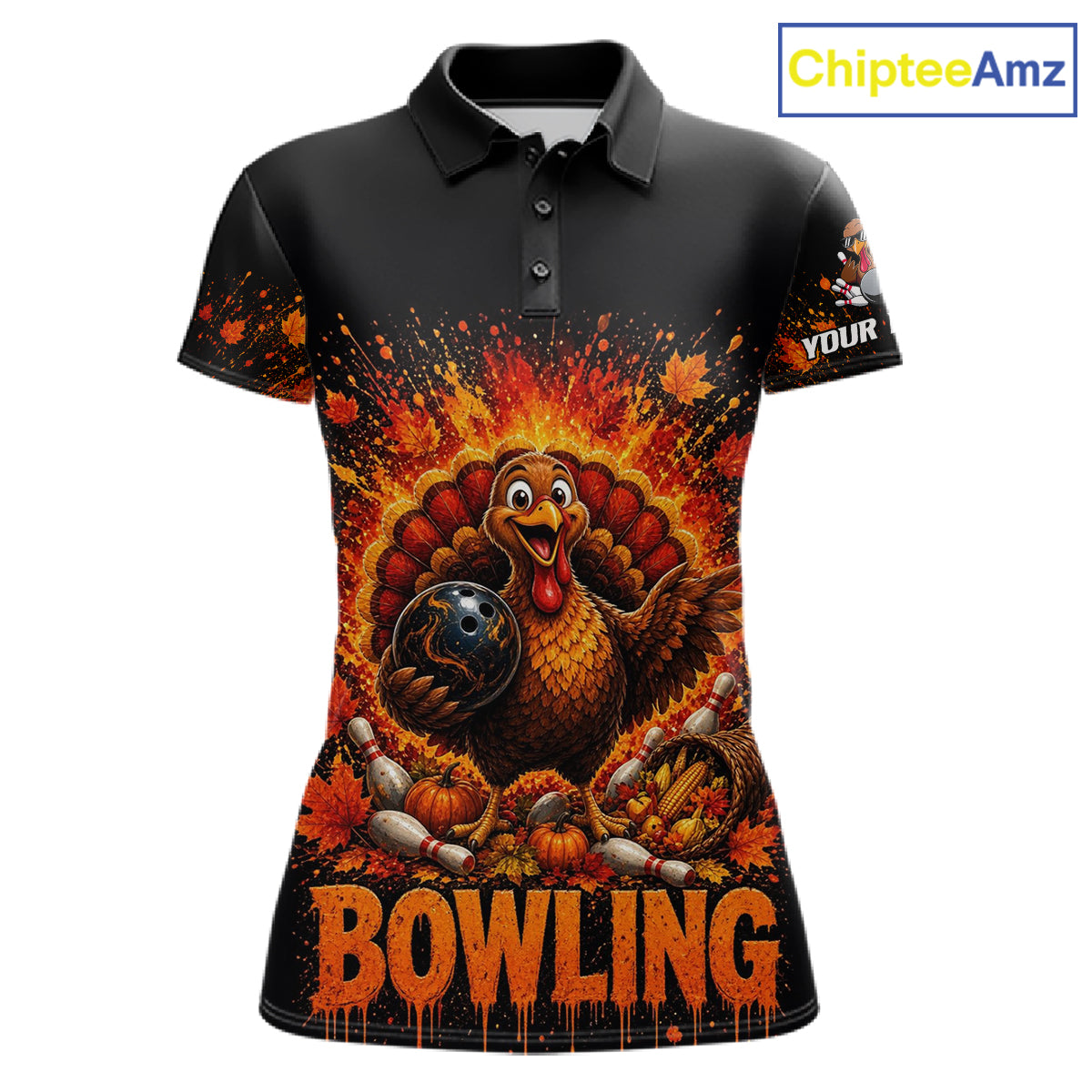 Women Turkey Bowling Shirt Thanksgiving Turkey Bowling Shirt For Bowlers Custom Team Name NHT1441