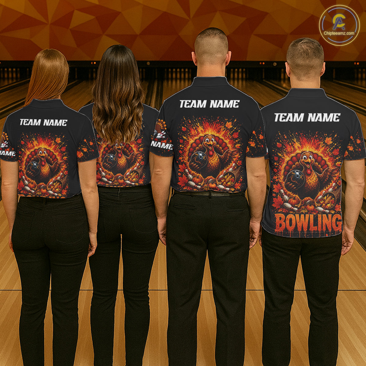 Women Turkey Bowling Shirt Thanksgiving Turkey Bowling Shirt For Bowlers Custom Team Name NHT1441
