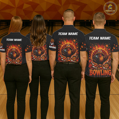 Women Turkey Bowling Shirt Thanksgiving Turkey Bowling Shirt For Bowlers Custom Team Name NHT1441