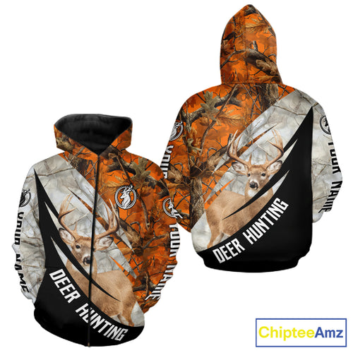 Deer Hunting Orange Camo Winter 3D All Over Printed Shirt, Hunting Clothes for Deer Season NHT268