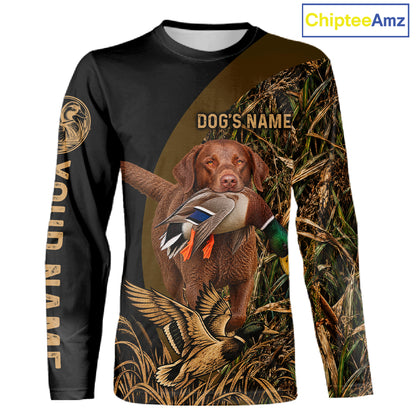 Duck Hunting With Dogs Shirt, Chesapeake Retriever Duck Hunting Jersey, Waterfowl Hunting Gift NHT1781