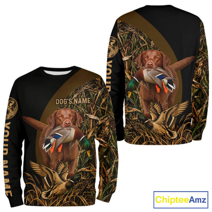 Duck Hunting With Dogs Shirt, Chesapeake Retriever Duck Hunting Jersey, Waterfowl Hunting Gift NHT1781