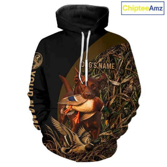 Duck Hunting With Dogs Shirt, Chocolate Lab Duck Hunting Jersey, Waterfowl Hunting Gift NHT1782