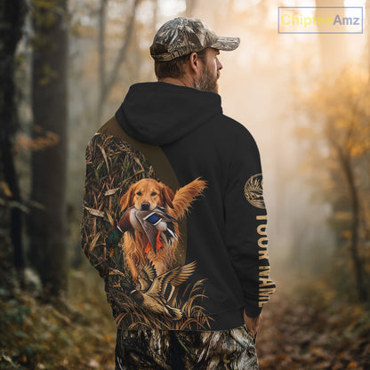 Duck Hunting With Dogs Shirt, Golden Retriever Duck Hunting Jersey, Waterfowl Hunting Gift NHT1785