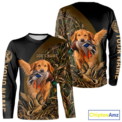 Duck Hunting With Dogs Shirt, Golden Retriever Duck Hunting Jersey, Waterfowl Hunting Gift NHT1785