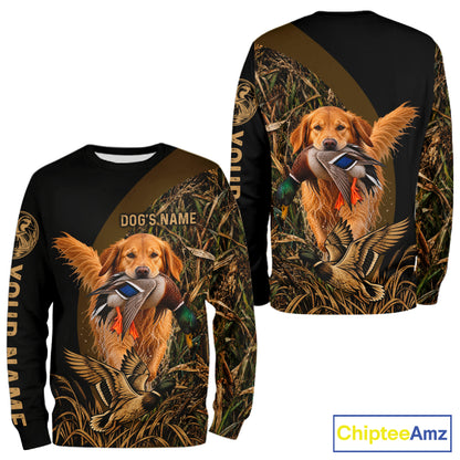Duck Hunting With Dogs Shirt, Golden Retriever Duck Hunting Jersey, Waterfowl Hunting Gift NHT1785