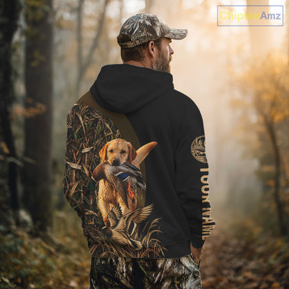 Duck Hunting With Dogs Shirt, Yellow Lab Duck Hunting Jersey, Waterfowl Hunting Gift NHT1786
