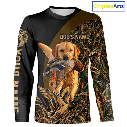 Duck Hunting With Dogs Shirt, Yellow Lab Duck Hunting Jersey, Waterfowl Hunting Gift NHT1786