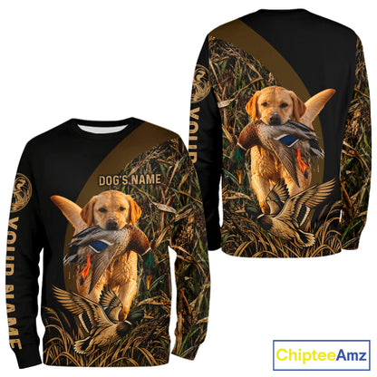 Duck Hunting With Dogs Shirt, Yellow Lab Duck Hunting Jersey, Waterfowl Hunting Gift NHT1786