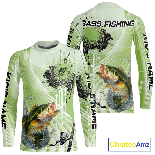 Largemouth Bass Kid Fishing Shirts Long Sleeve, Personalized Fishing Gift NHT379