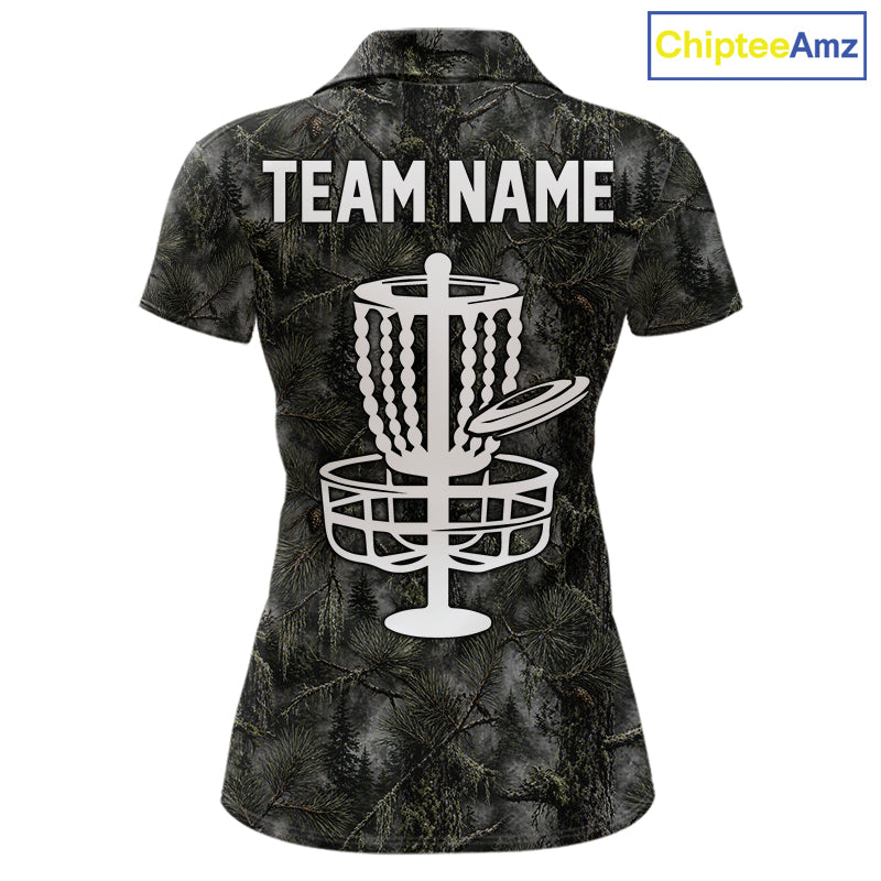 Camo Forest Disc Womens Golf Polo Shirt Custom Name – Forest Camouflage Performance Polo Shirt NHT835