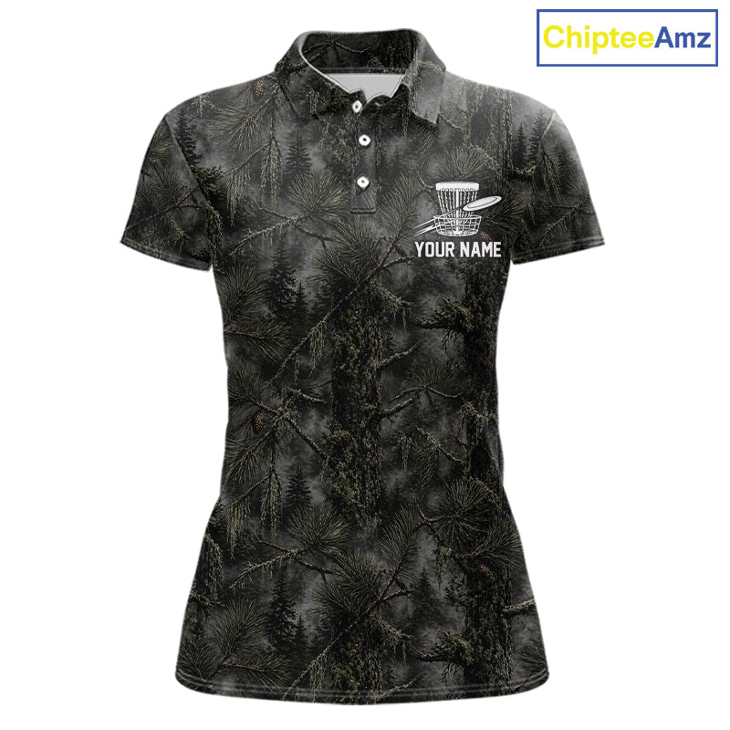Camo Forest Disc Womens Golf Polo Shirt Custom Name – Forest Camouflage Performance Polo Shirt NHT835