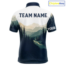 Load image into Gallery viewer, Green Mountain Landscape Disc Golf Mens Polo Shirt Custom Forest Disc Golf Shirt For Men NHT838