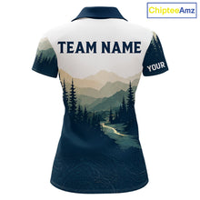 Load image into Gallery viewer, Green Mountain Landscape Disc Golf Womens Polo Shirt Custom Forest Disc Golf Shirt For Women NHT838