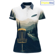 Load image into Gallery viewer, Green Mountain Landscape Disc Golf Womens Polo Shirt Custom Forest Disc Golf Shirt For Women NHT838