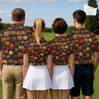 Halloween Seamless With Pumpkin, Golf Polos Funny Golf Tops For Men Golf Gifts NHT1305