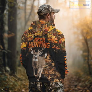 Deer Hunting Black With Camo Autumn - Personalized All Over Print Deer Hunting Clothes NHT182