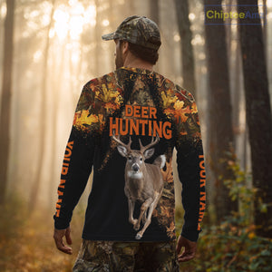 Deer Hunting Black With Camo Autumn - Personalized All Over Print Deer Hunting Clothes NHT182