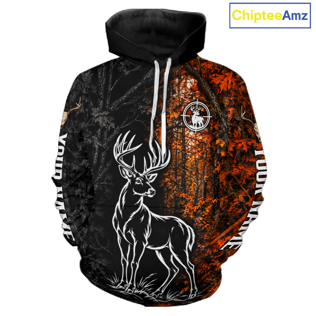 Custom Name Whitetail Deer Hunting Shirt, Fall Forest Camo Fall Hunter Apparel, Hunting Season NHT1607