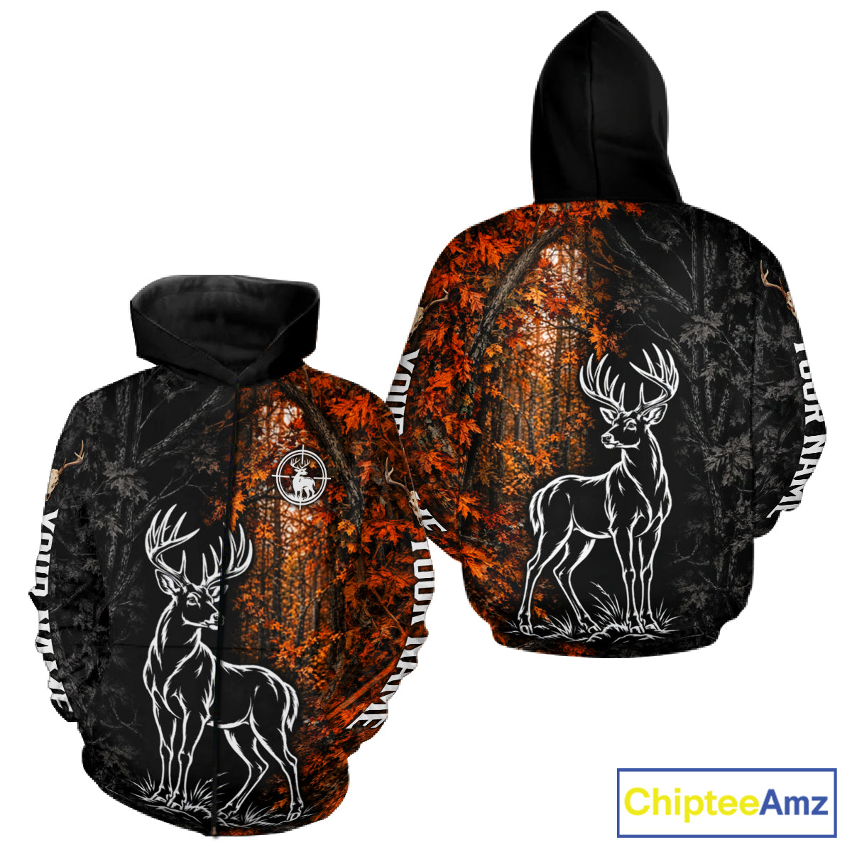 Custom Name Whitetail Deer Hunting Shirt, Fall Forest Camo Fall Hunter Apparel, Hunting Season NHT1607