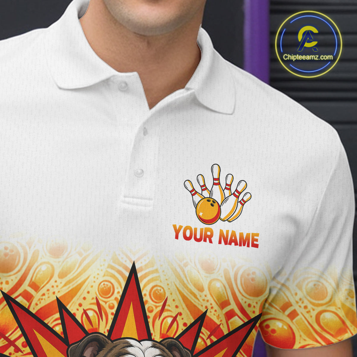 Custom Name Men Bulldog Bowling Polo Shirt, Funny Dog Apparel, Personalized Team Bowling Shirt NHT1609