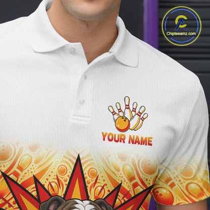 Custom Name Men Bulldog Bowling Polo Shirt, Funny Dog Apparel, Personalized Team Bowling Shirt NHT1609
