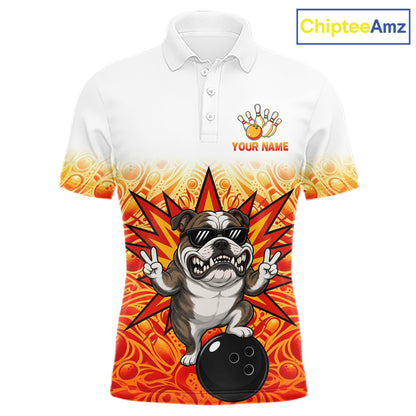 Custom Name Men Bulldog Bowling Polo Shirt, Funny Dog Apparel, Personalized Team Bowling Shirt NHT1609