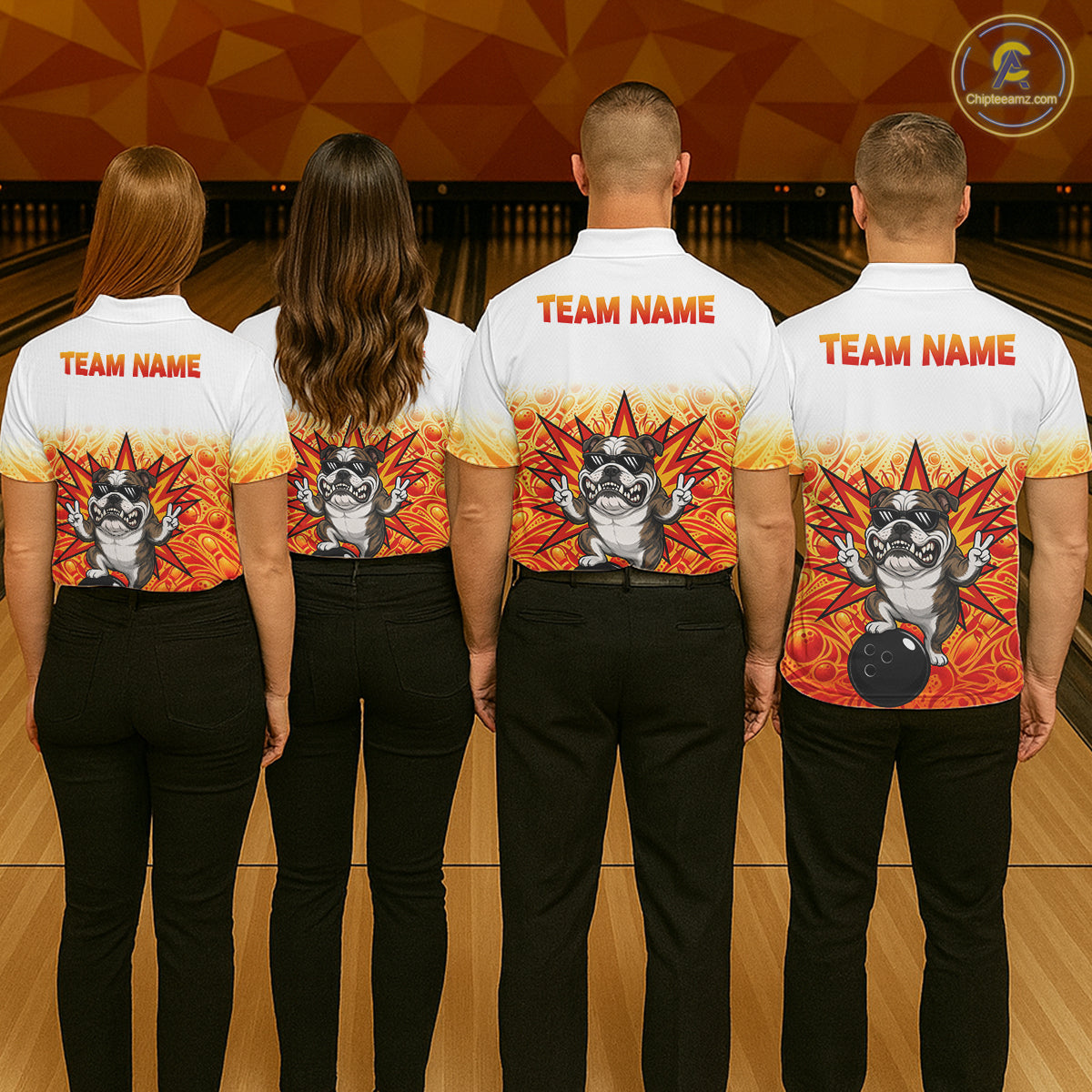 Custom Name Men Bulldog Bowling Polo Shirt, Funny Dog Apparel, Personalized Team Bowling Shirt NHT1609
