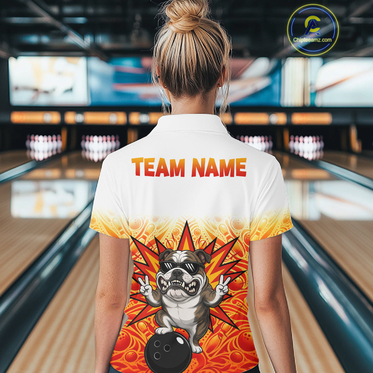 Custom Name Women Bulldog Bowling Polo Shirt, Funny Dog Apparel, Personalized Team Bowling Shirt NHT1609