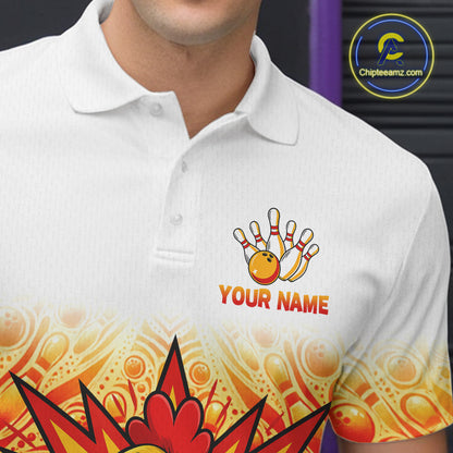 Custom Name Men Chicken Bowling Polo Shirt, Funny Chicken Apparel, Personalized Team Bowling Shirt NHT1610