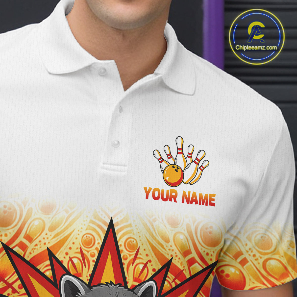 Custom Name Men Raccoon Bowling Polo Shirt, Funny Raccoon Apparel, Personalized Team Bowling Shirt NHT1611