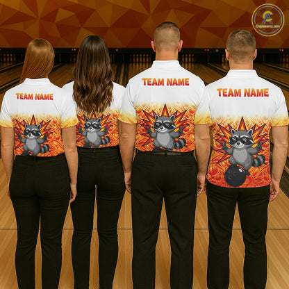 Custom Name Men Raccoon Bowling Polo Shirt, Funny Raccoon Apparel, Personalized Team Bowling Shirt NHT1611