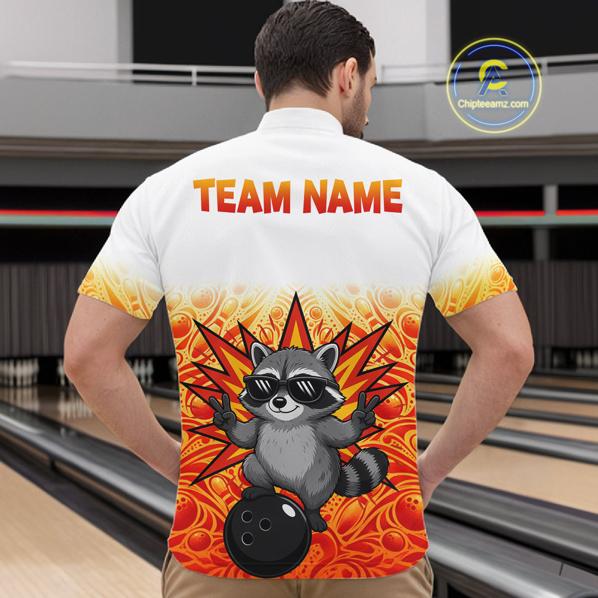 Custom Name Men Raccoon Bowling Polo Shirt, Funny Raccoon Apparel, Personalized Team Bowling Shirt NHT1611
