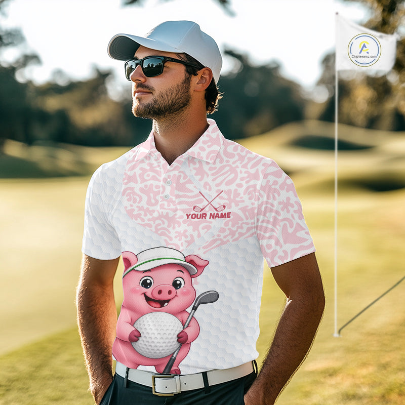 Personalized Pig Men Golf Shirt, Funny Golf Team Polo, Custom Name & Team Name NHT1612