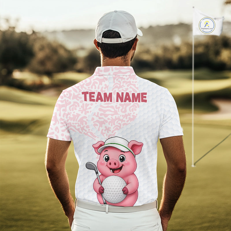 Personalized Pig Men Golf Shirt, Funny Golf Team Polo, Custom Name & Team Name NHT1612