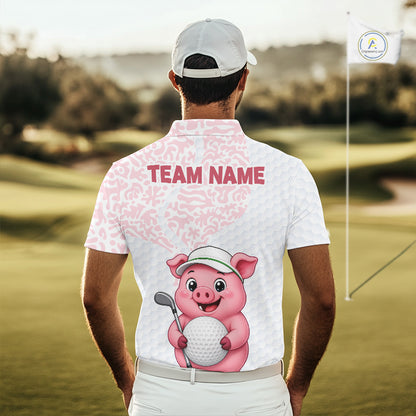 Personalized Pig Men Golf Shirt, Funny Golf Team Polo, Custom Name & Team Name NHT1612