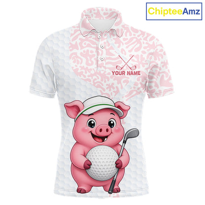 Personalized Pig Men Golf Shirt, Funny Golf Team Polo, Custom Name & Team Name NHT1612