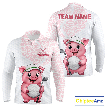 Personalized Pig Men Golf Shirt, Funny Golf Team Polo, Custom Name & Team Name NHT1612